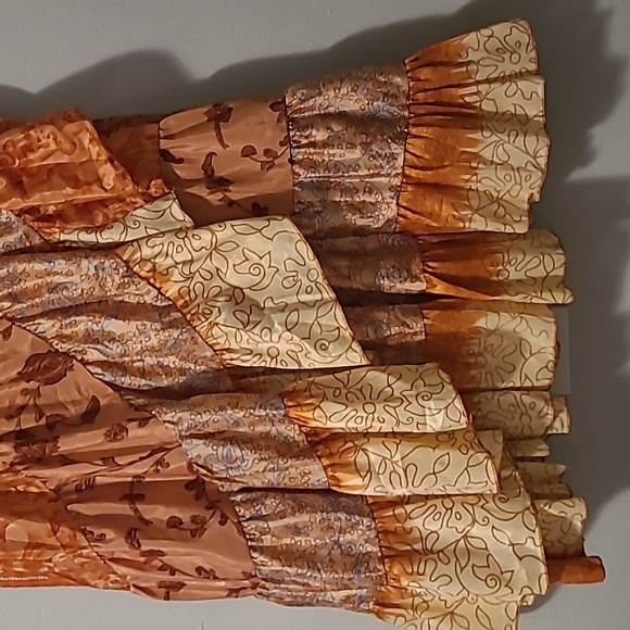 Jack Pot NY 100% Silk Bohemian Festival Patchwork Ruffle Tiered Wrap Skirt OSFM - Picture 4 of 12